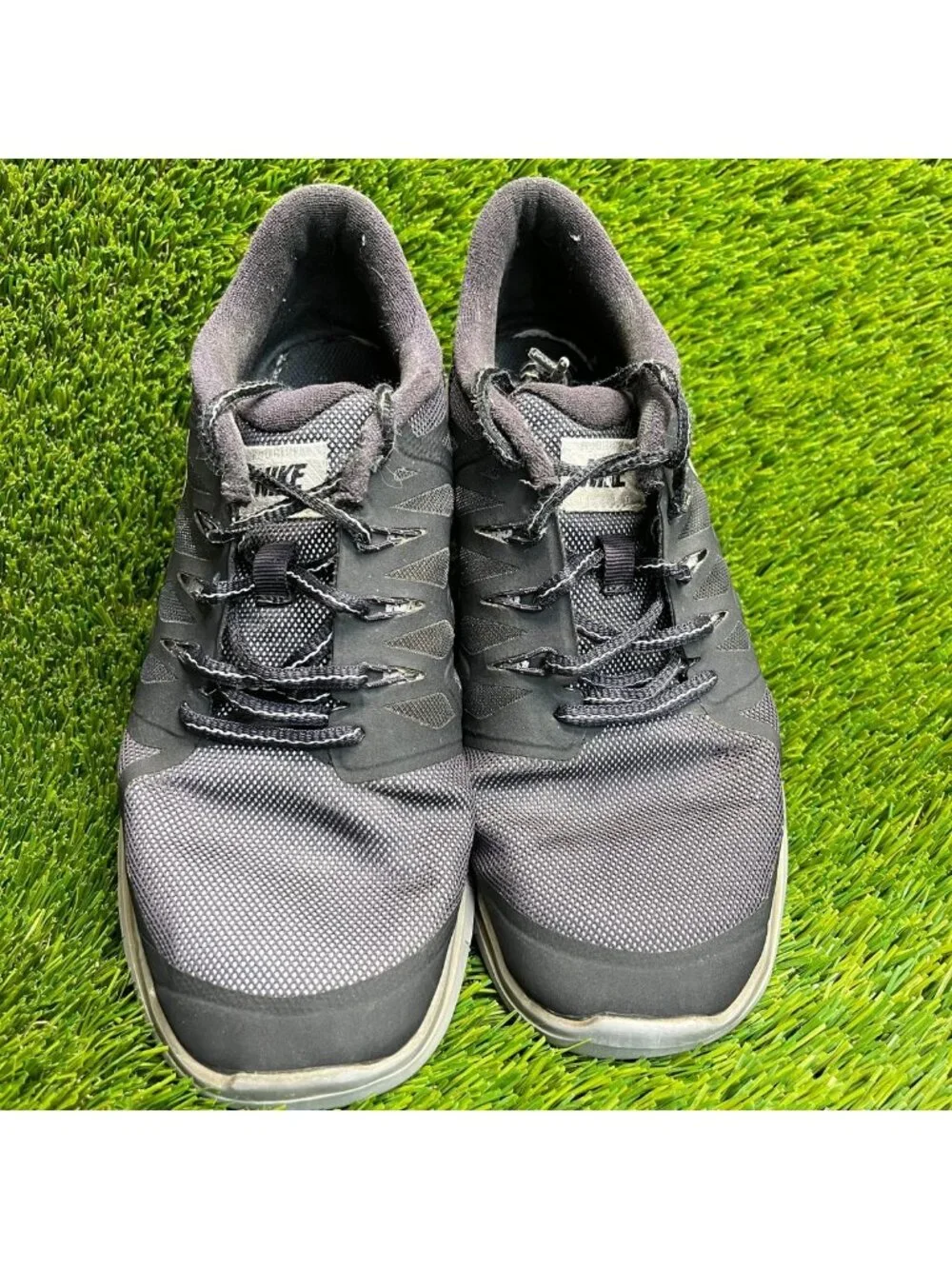 Nike Free 5.0 Flash Boys Size 7Y Black Silver Athletic Running Shoes Sneakers
